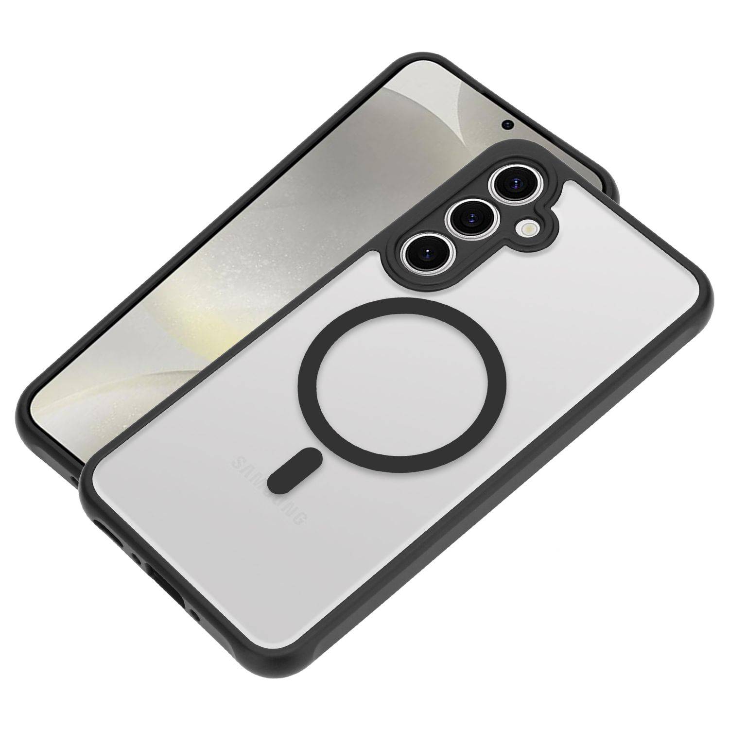 Cadorabo Hülle für Samsung Galaxy S24 in Schwarz kompatibel mit MagSafe Hybrid Schutzhülle TPU Silikon-3