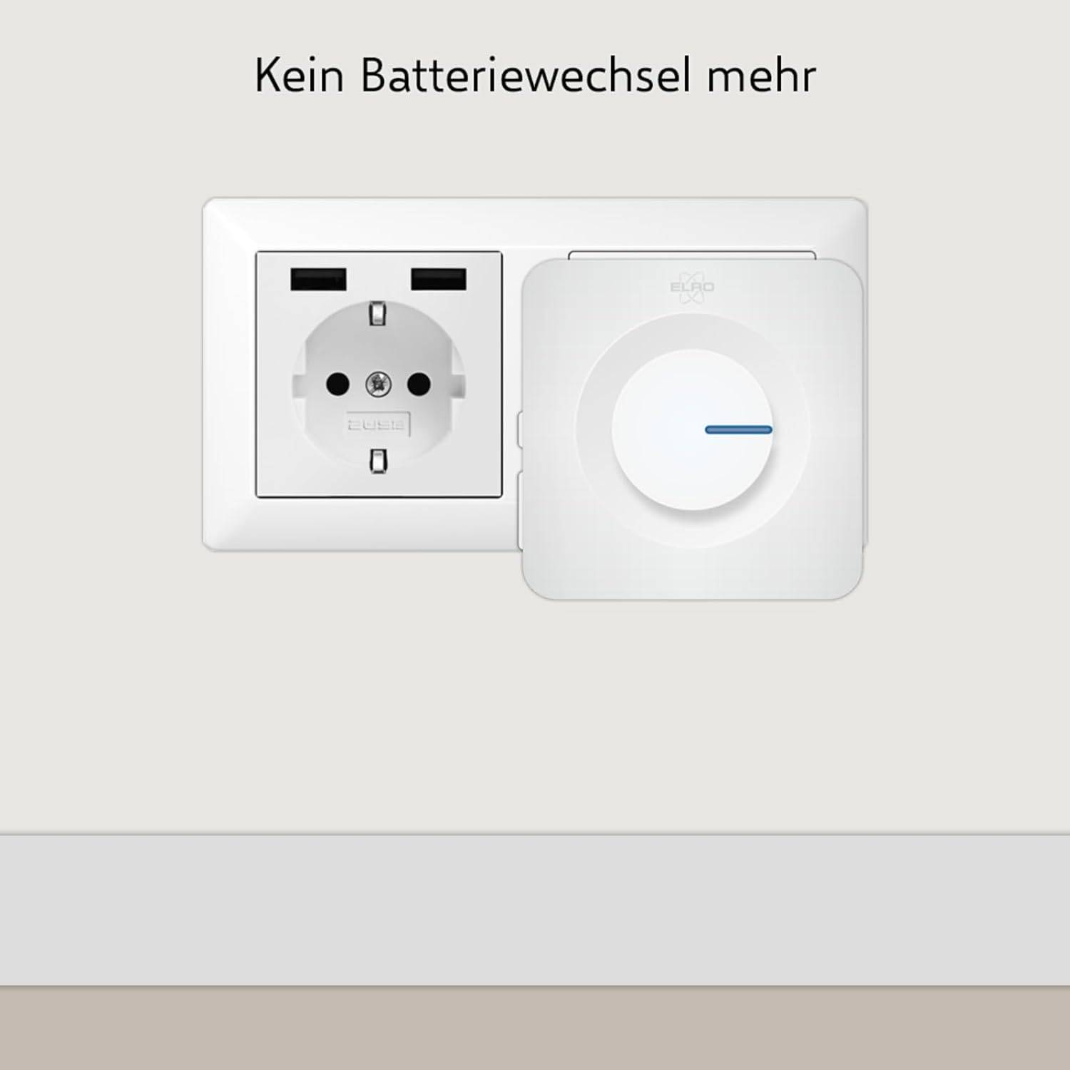 ELRO DB3000 Funk Türklingel Set - 2x Plug-in Empfänger für Steckdose - Wasserdicht, 300m Reichweite, 64 Melodien - Weiß-4