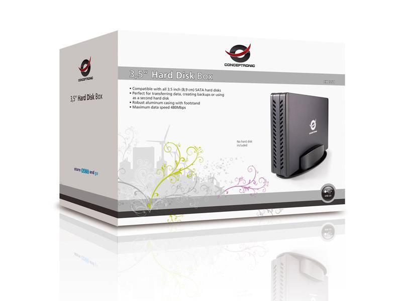 Conceptronic CHD3SU, HDD-Gehäuse, 3.5 Zoll, SATA, Serial ATA II, Serial ATA III, 0,48 Gbit/s, USB Anschluss, Schwarz-4