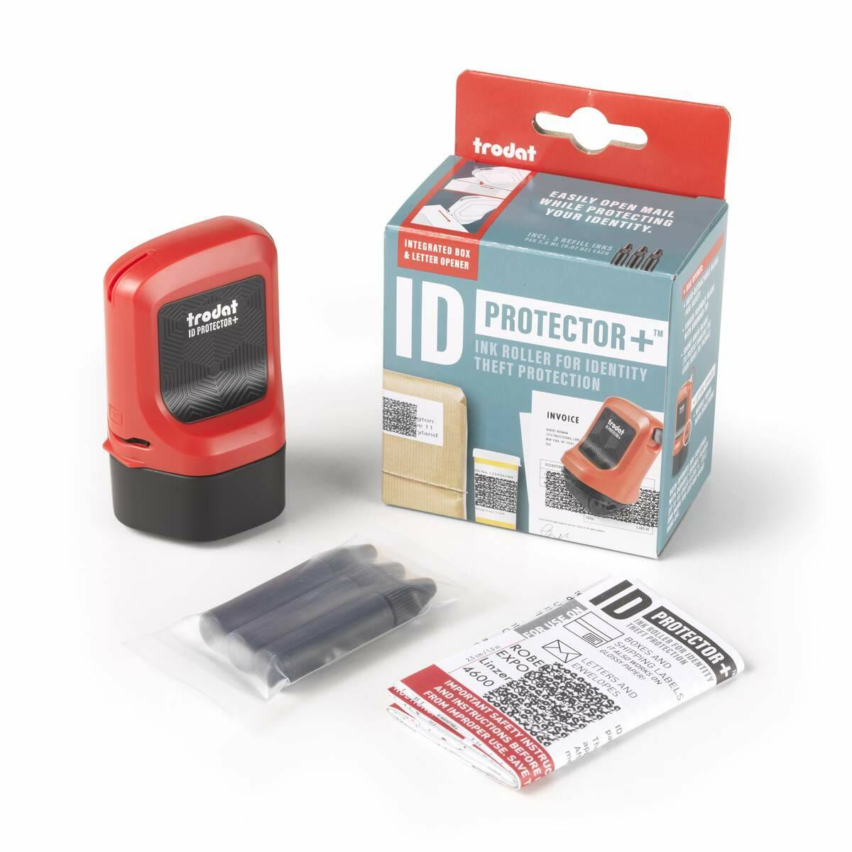 TRODAT ID Protector Tintenroller Inkl. 3 Nachfülltinten Schwarz, Feuerrot, Kissen Schwarz, Rot, 50 mm, 80 mm, 55,2 g-3