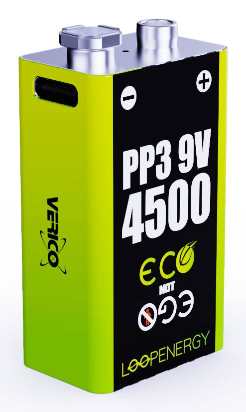 Verico 1UDBT-A3WEB2-NN, 500 mAh, Lithium-Ion (Li-Ion), 9 V, Schwarz, Grün, 2 Stück(e)-2