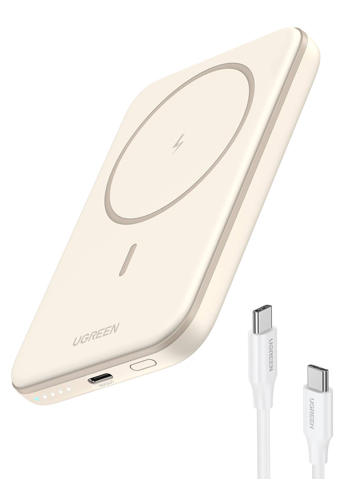 Ugreen Induktive Power Bank - Li-Ion - 5000 mAh - 18.5 Wh - 15 Watt - 3 A - PD 3.0, QC 2.0, USB BC 1.2 (24 pin USB-C)-1