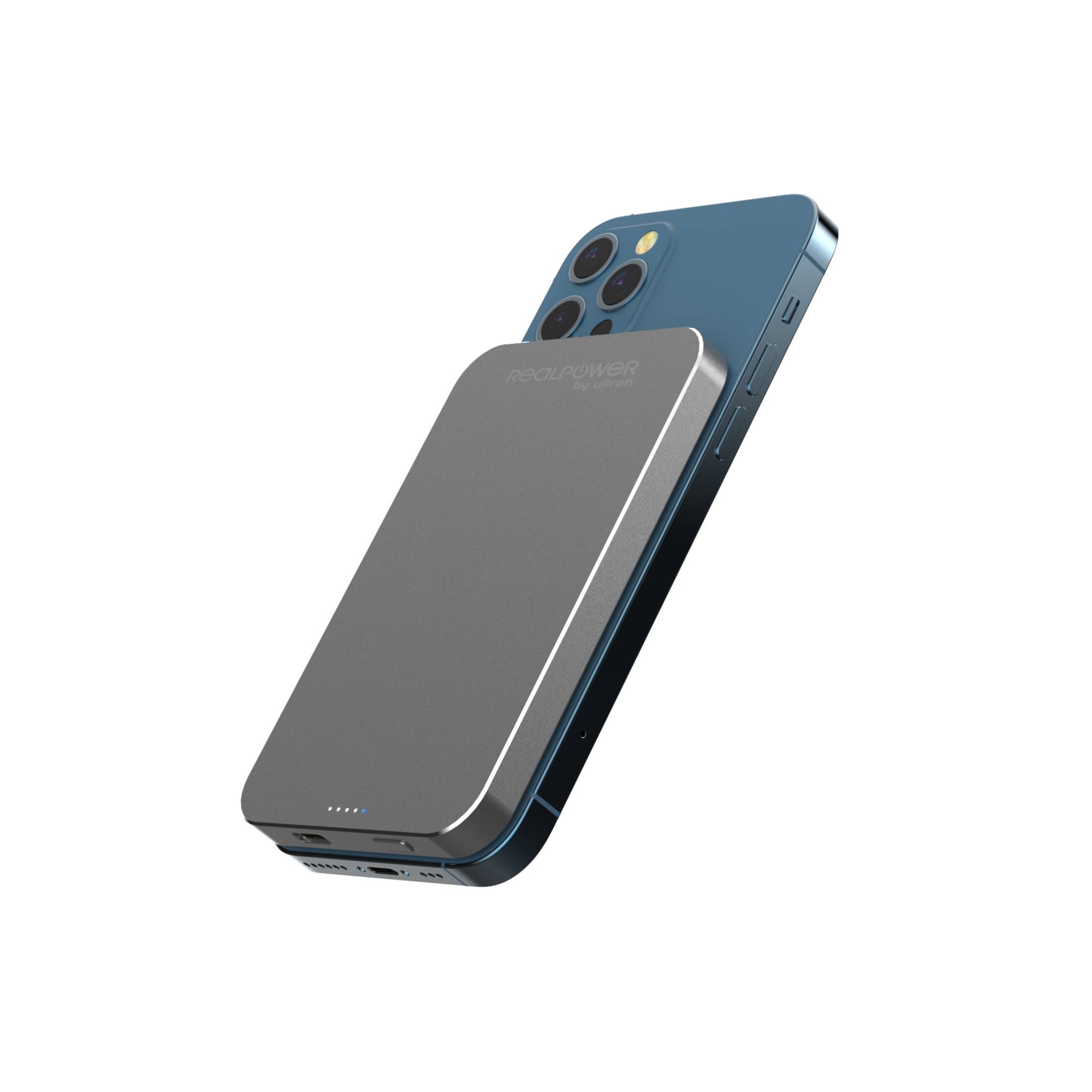 RealPower PB-5000 Mag, 5000 mAh, Lithium Polymer (LiPo), Kabelloses Aufladen, Grau-1
