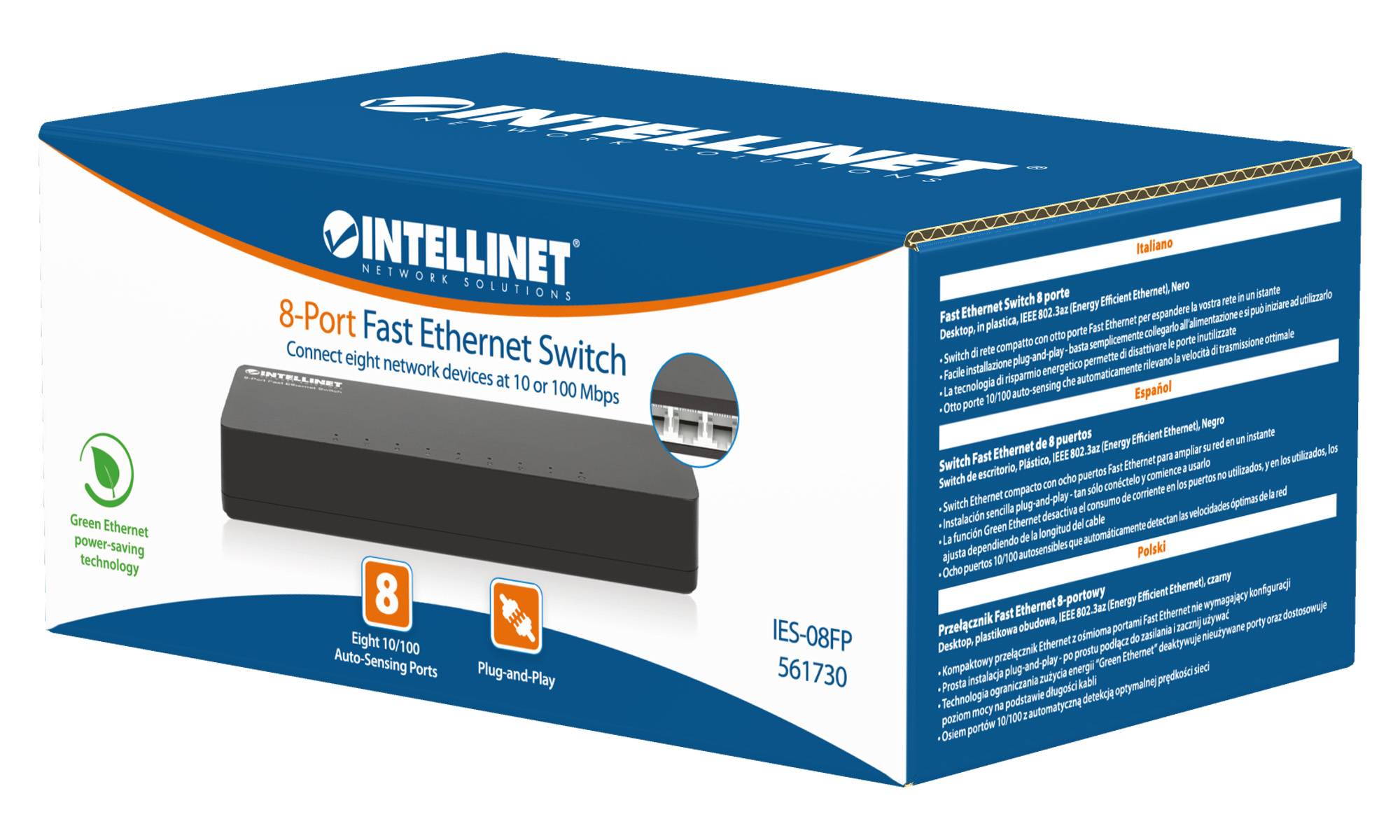 Intellinet 8-Port Fast Ethernet Switch Desktop-Format Kunststoffgehäuse IEEE 802.3az Energy-1