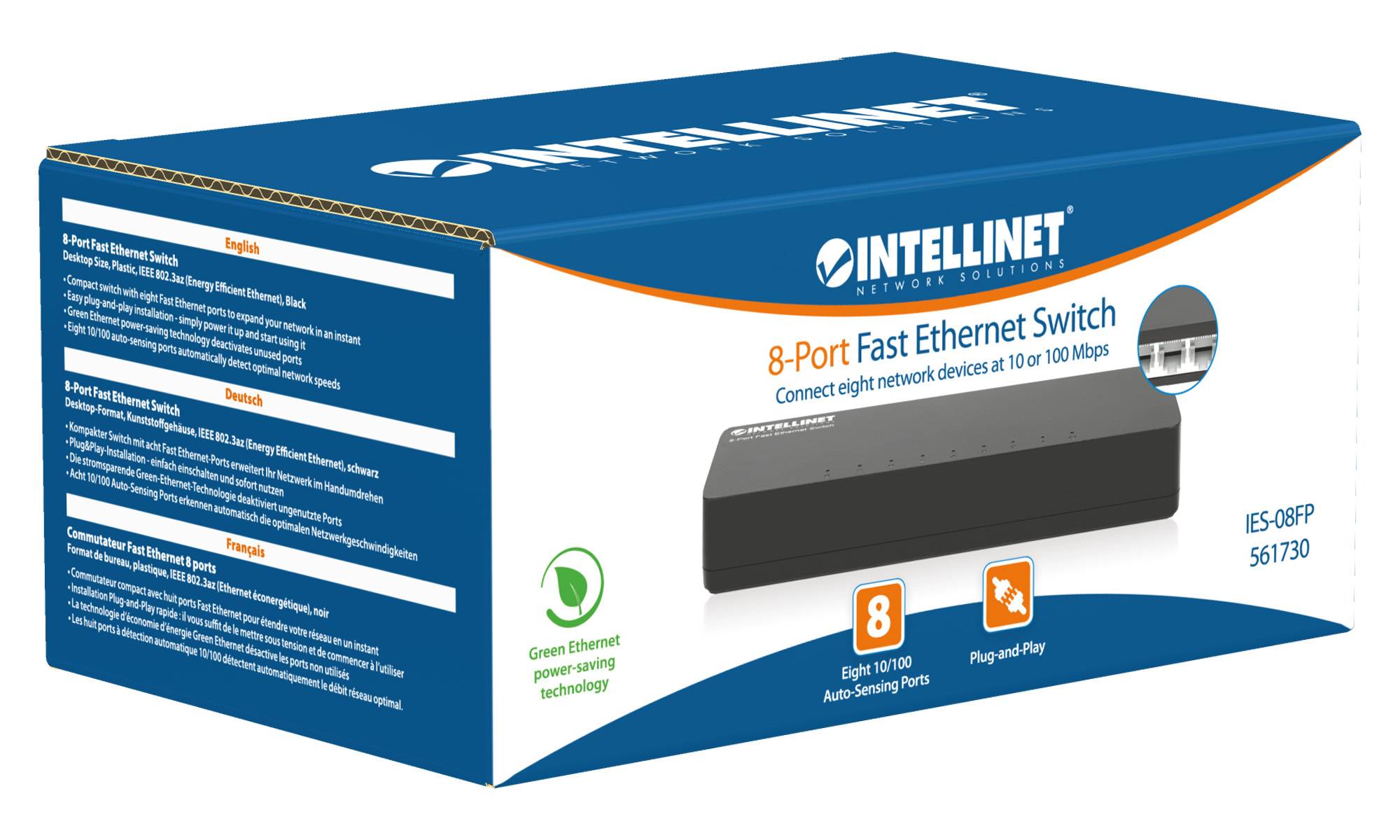Intellinet 8-Port Fast Ethernet Switch Desktop-Format Kunststoffgehäuse IEEE 802.3az Energy-2
