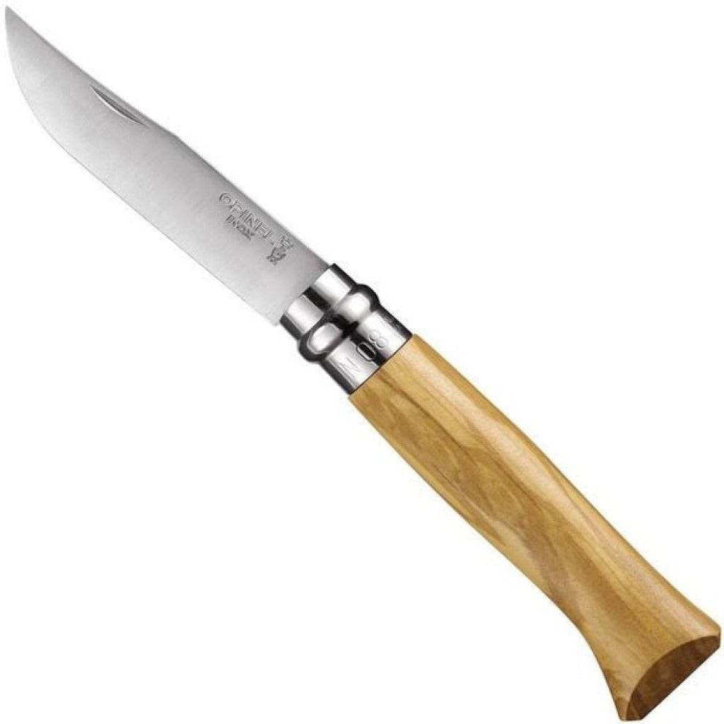 Opinel 002020, Messer mit Feststellklinge, Camper/scout, Clippunkt, Edelstahl, Holz, Grau, Holz