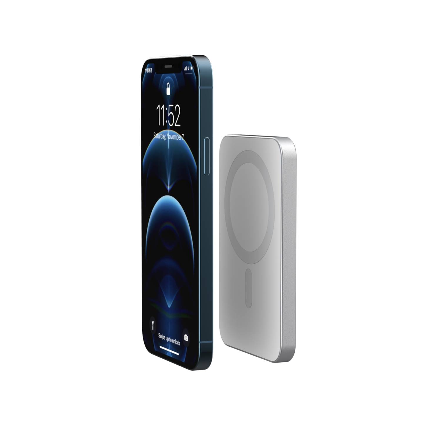 RealPower PB-5000 Mag, 5000 mAh, Lithium Polymer (LiPo), Kabelloses Aufladen, Silber-1