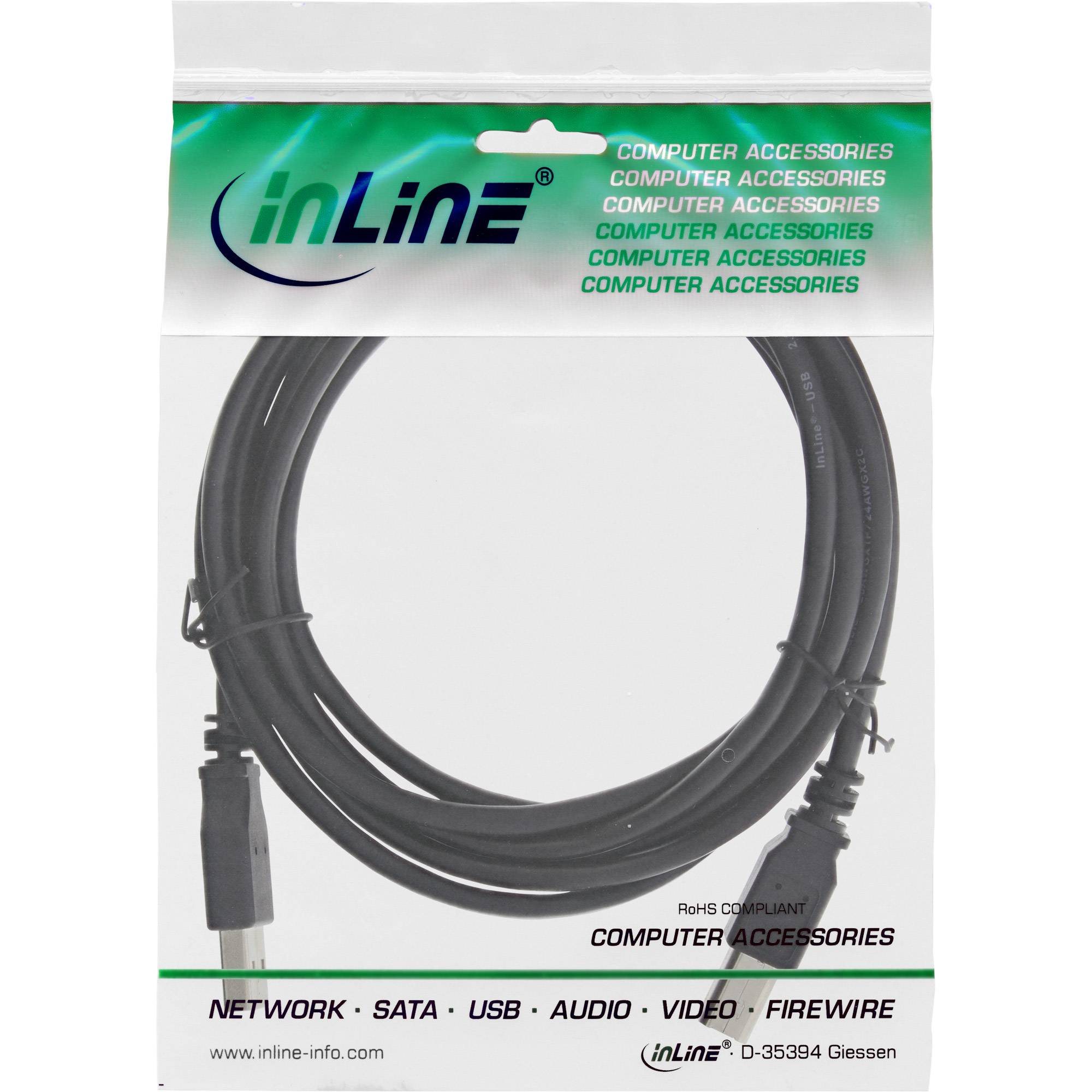 InLine® USB 2.0 Kabel, A an B, schwarz, 7m-2