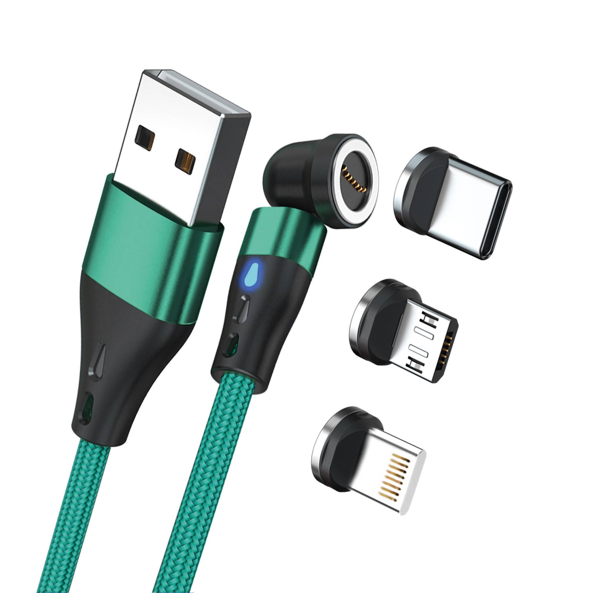 RealPower Magnetic cable 3 Amp gruen mit Adaptern - Kabel - Digital/Daten-0