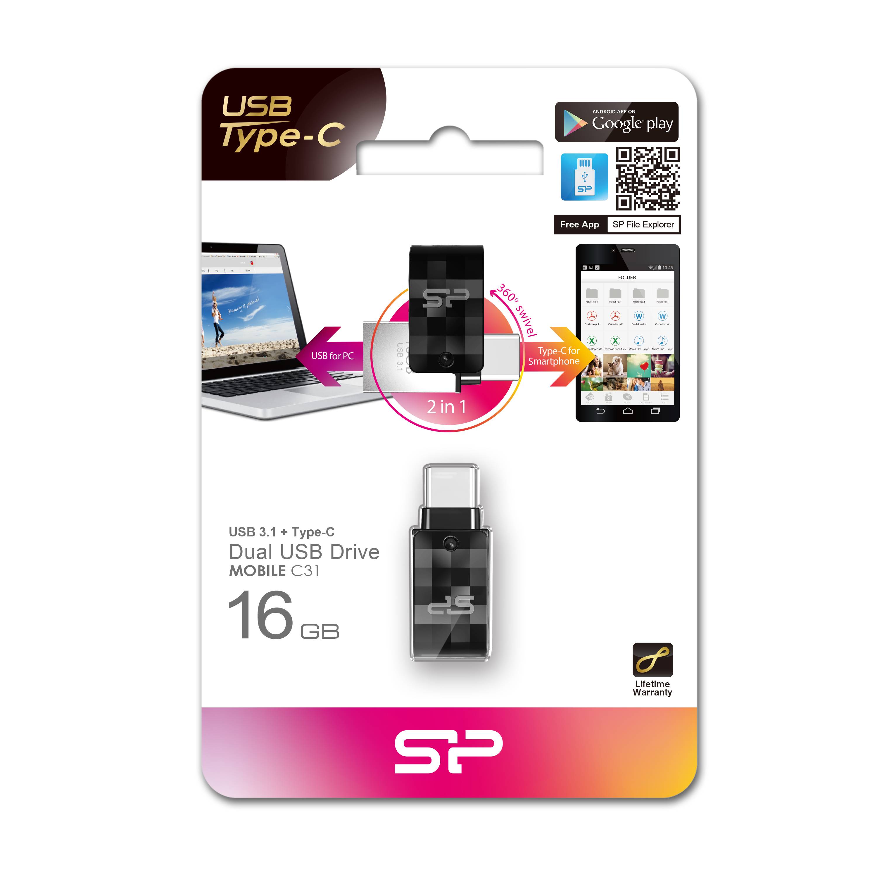 Silicon Power Mobile C31 - USB-Flash-Laufwerk - 16 GB - USB 3.1 Gen 1 / USB-C --1