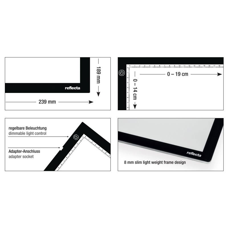 Reflecta LED Light Pad A5 Super Slim, Schwarz, Einzelbilderrahmen, 19 x 14 cm, Rechteckig, LED, Gleichstrom-2