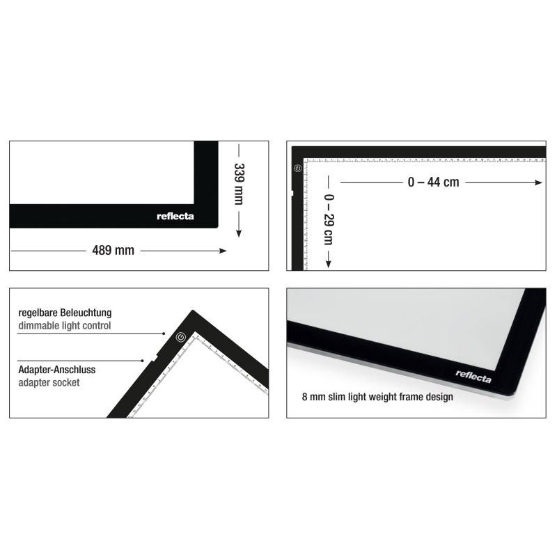 Reflecta LED Light Pad A3 Super Slim, Schwarz, Einzelbilderrahmen, 44 x 29 cm, Rechteckig, LED, Gleichstrom-2