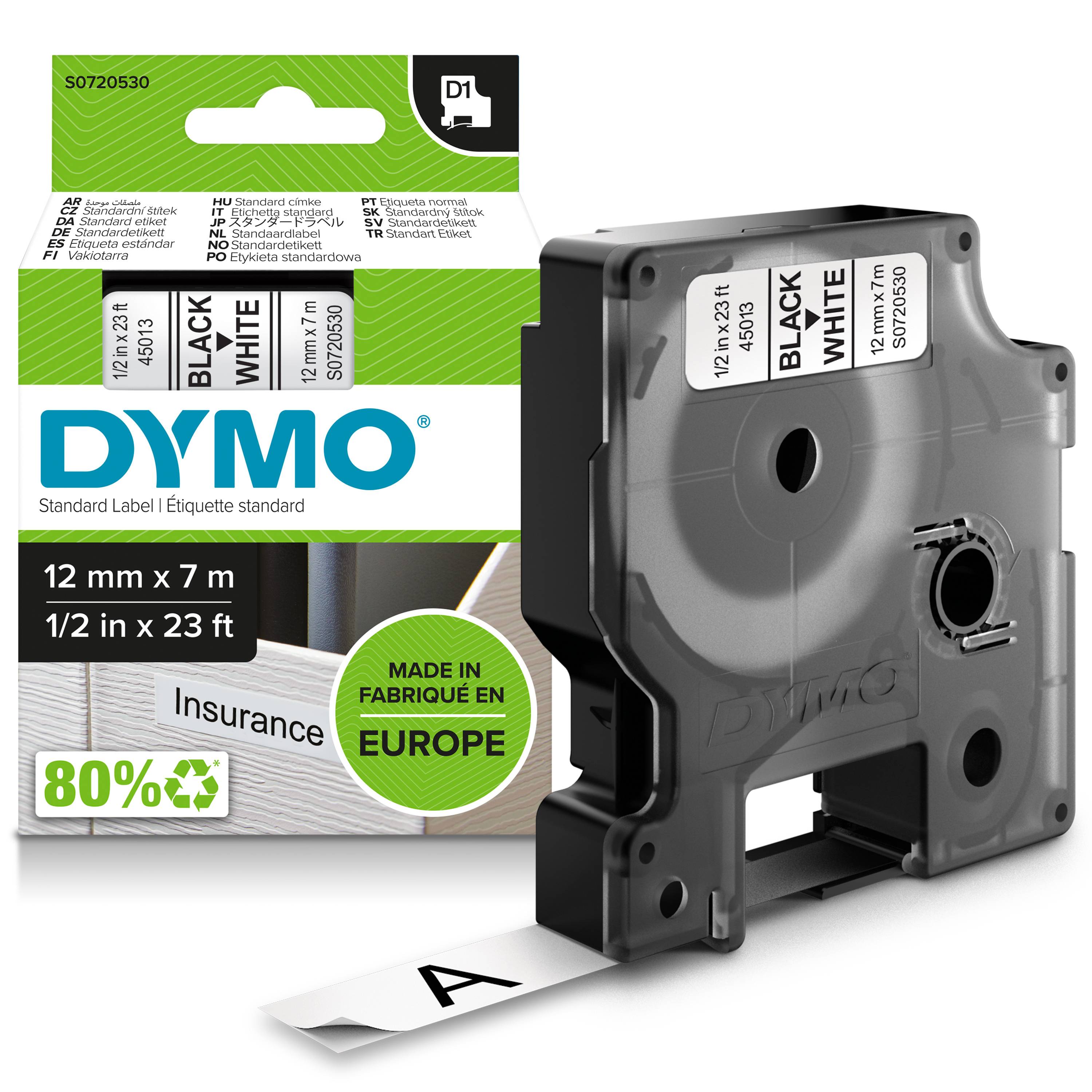 Dymo D1 Polyesterband 12 mm x 7 m, schwarz auf weiß (Artikel wird/wurde unter Herstellernummer S0720530 und 45013-3