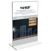 HMF Acryl Tischaufsteller DIN A4, Doppelseitiger T-Ständer Aufsteller, Hochformat, Glasklar