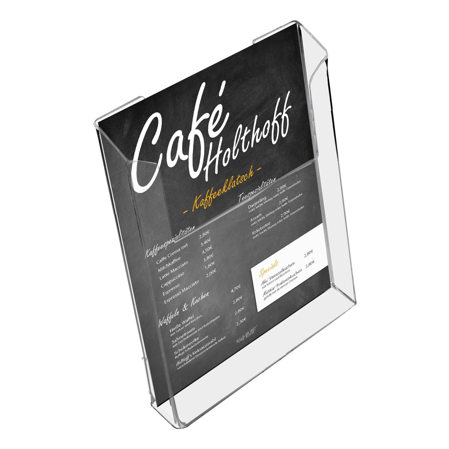 HMF 46843 Wand Prospekthalter, DIN A4 Hochformat, 22 x 30,5 x 3,5 cm, Transparent-1
