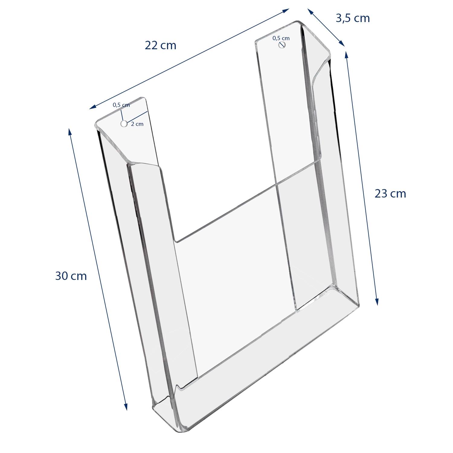 HMF 46843 Wand Prospekthalter, DIN A4 Hochformat, 22 x 30,5 x 3,5 cm, Transparent-2