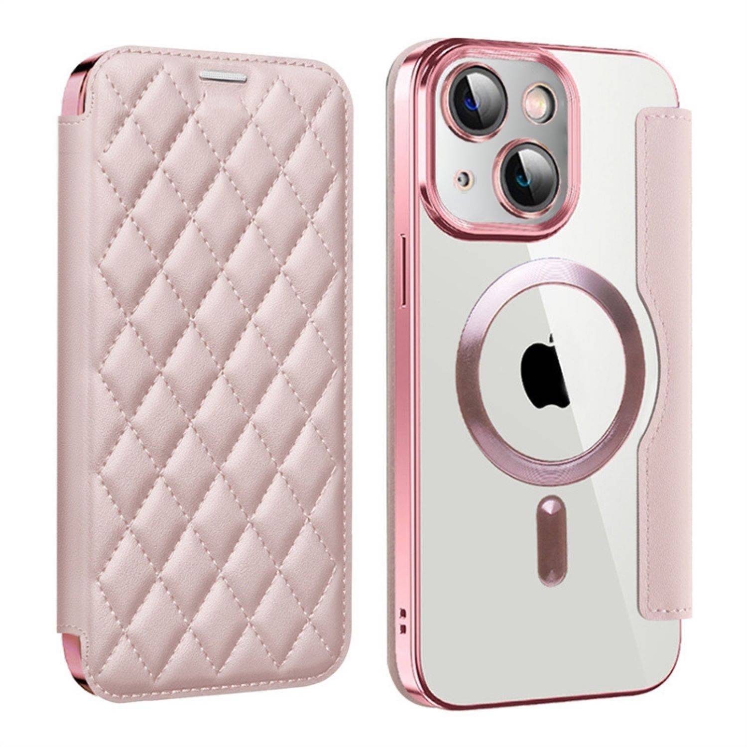 Für Apple iPhone 15 Plus 360 Grad Full Body Magsafe RFID Anti Datenklau Kunst Leder Hülle Tasche Smart Cover-0