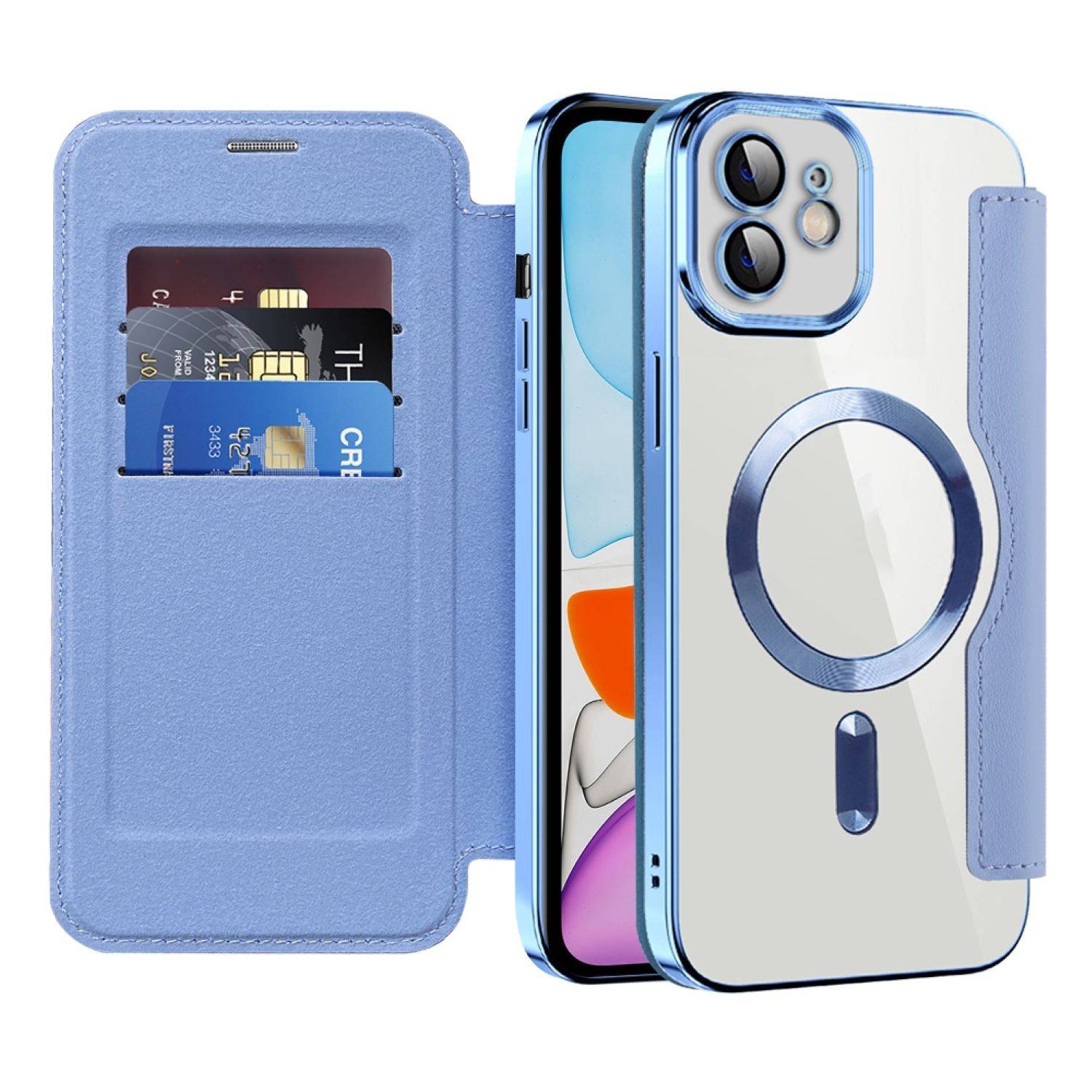 Für Apple iPhone 15 Plus 360 Grad Full Body Magsafe RFID Anti Datenklau Kunst Leder Hülle Tasche Smart Cover-1