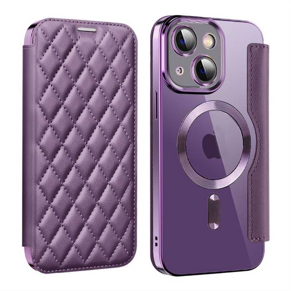 Für Apple iPhone 15 Plus 360 Grad Full Body Magsafe RFID Anti Datenklau Kunst Leder Hülle Tasche Smart Cover