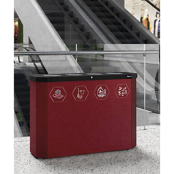 Wertstoffsammler Sixco swing Volumen 4 x 45 l rubinrot. Stumpf Metall GmbH 79326249-2