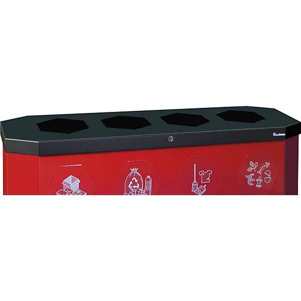Wertstoffsammler Sixco smart Volumen 4 x 45 l rubinrot. Stumpf Metall GmbH 79327949-1