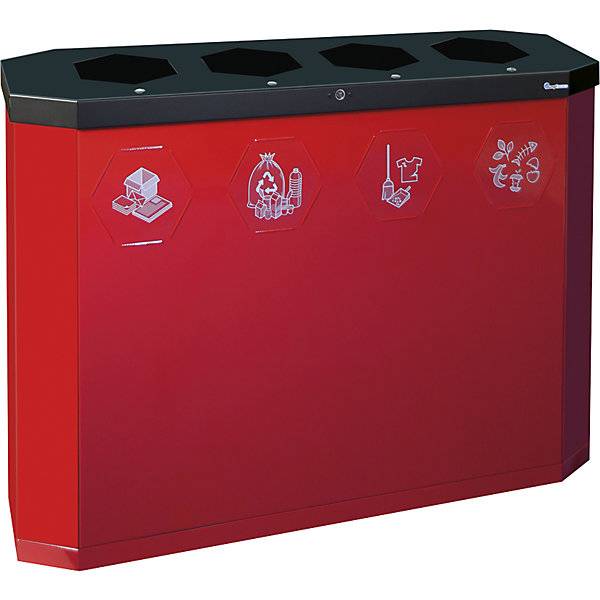 Wertstoffsammler Sixco smart Volumen 4 x 45 l rubinrot. Stumpf Metall GmbH 79327949-0