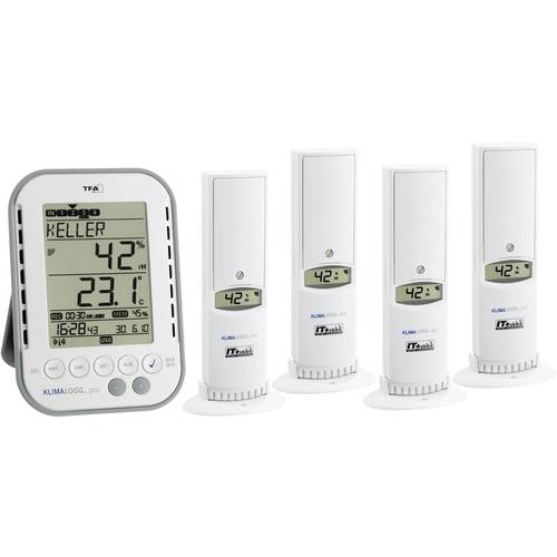 TFA Dostmann KLIMALOGG PRO Profi Set Luftfeuchtemessgerät (Hygrometer) 1 % rF 99 % rF TFA Raumklima Profi Set, Datenlogg...