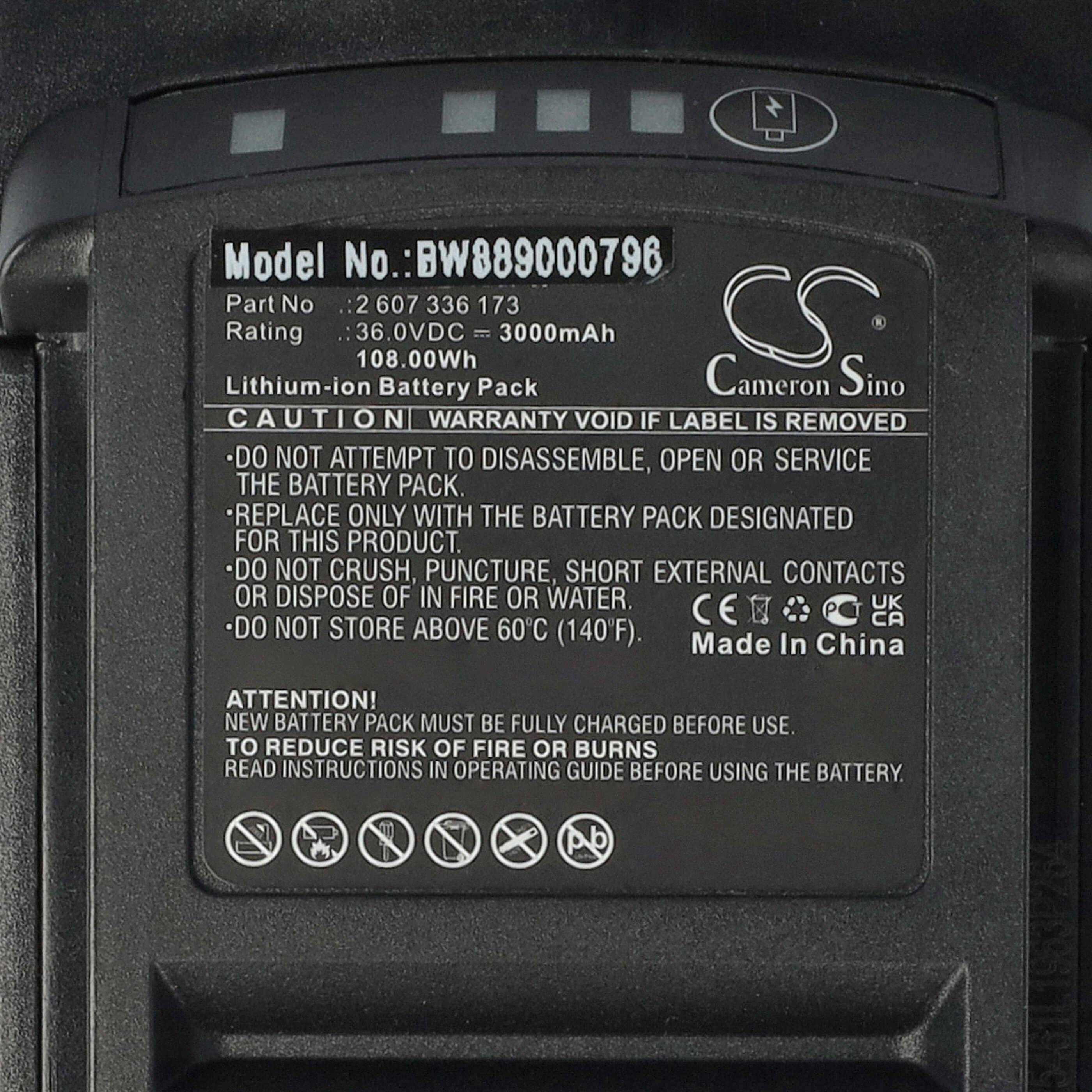 vhbw Akku Ersatz für Bosch F016800346 | GBA 36V, BAT838, BAT836, BAT837, BAT840 für Rasenmäher Akku-Gartengerät (3000mAh-4