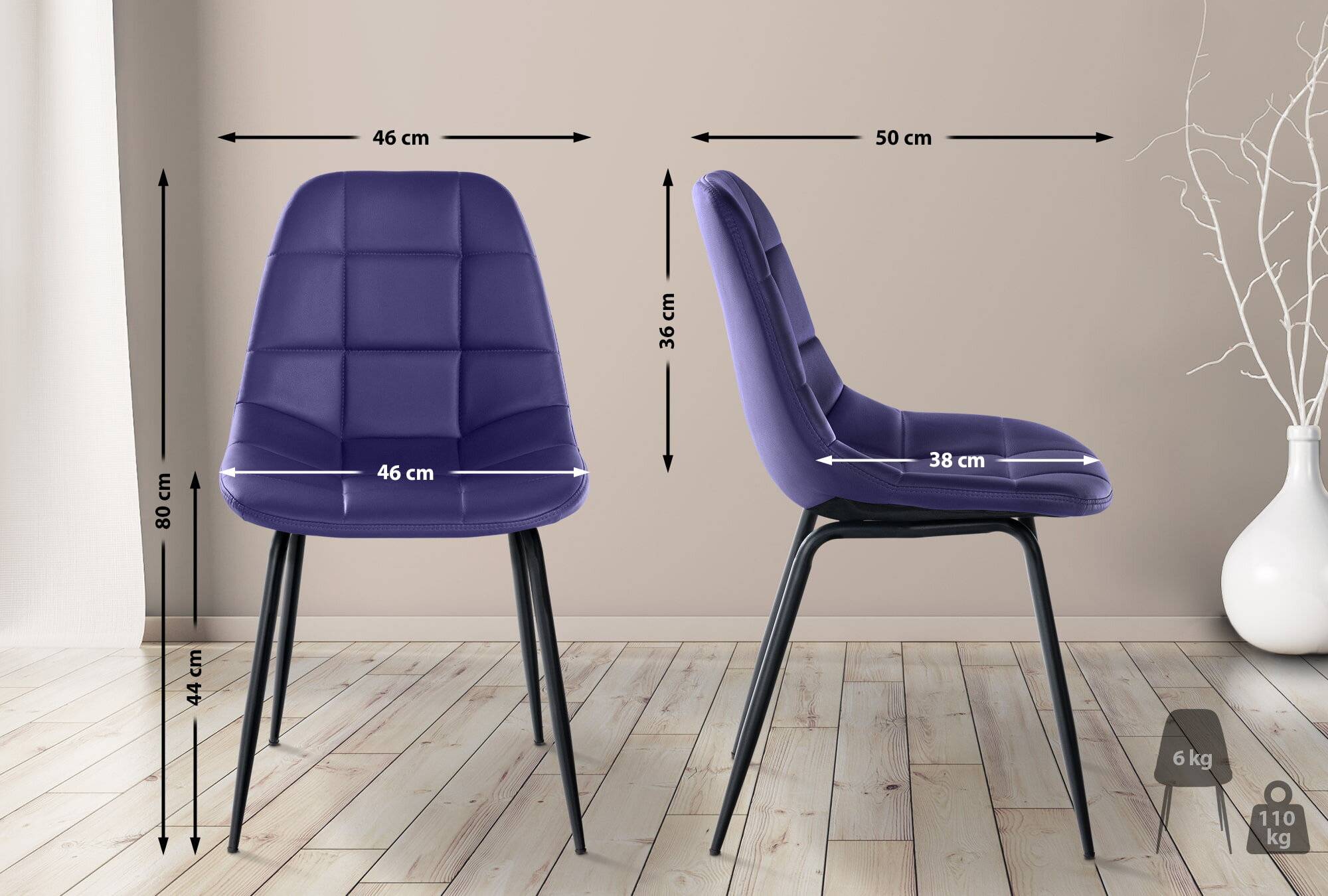 2er Set Stuhl Tom Kunstleder lila-1