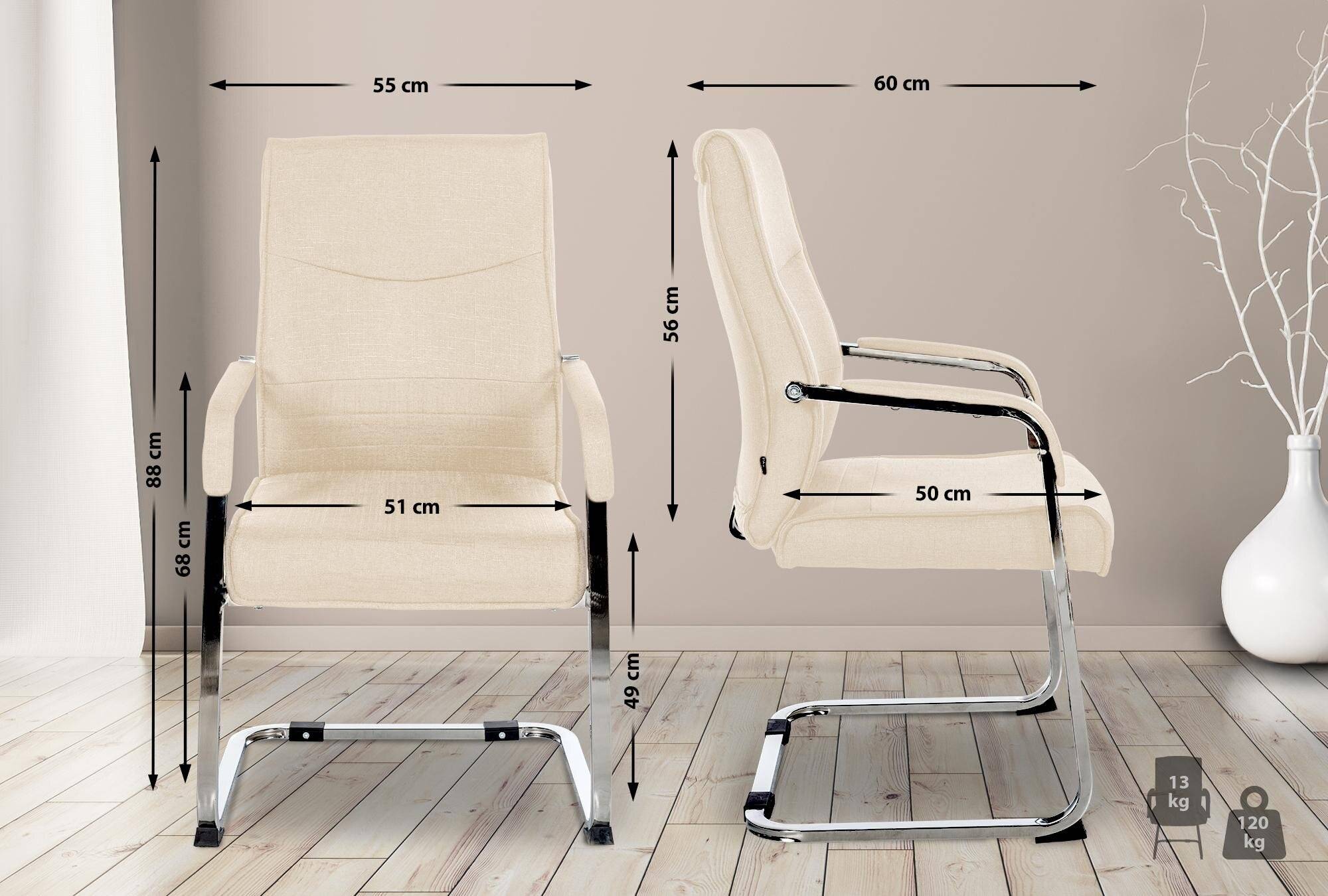 Besucherstuhl Hobart Stoff creme-1