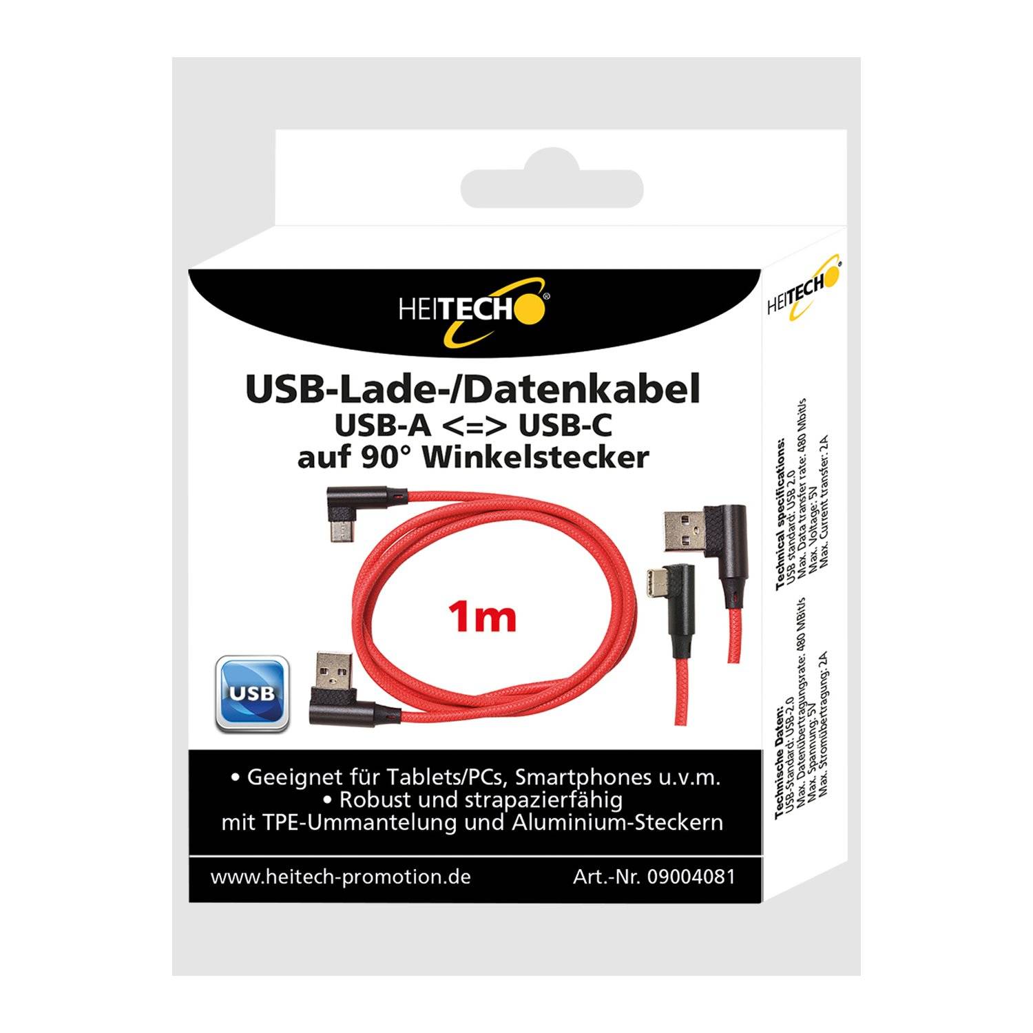 Lade-/Datenkabel USB-A USB-C auf 90° Winkelstecker-1