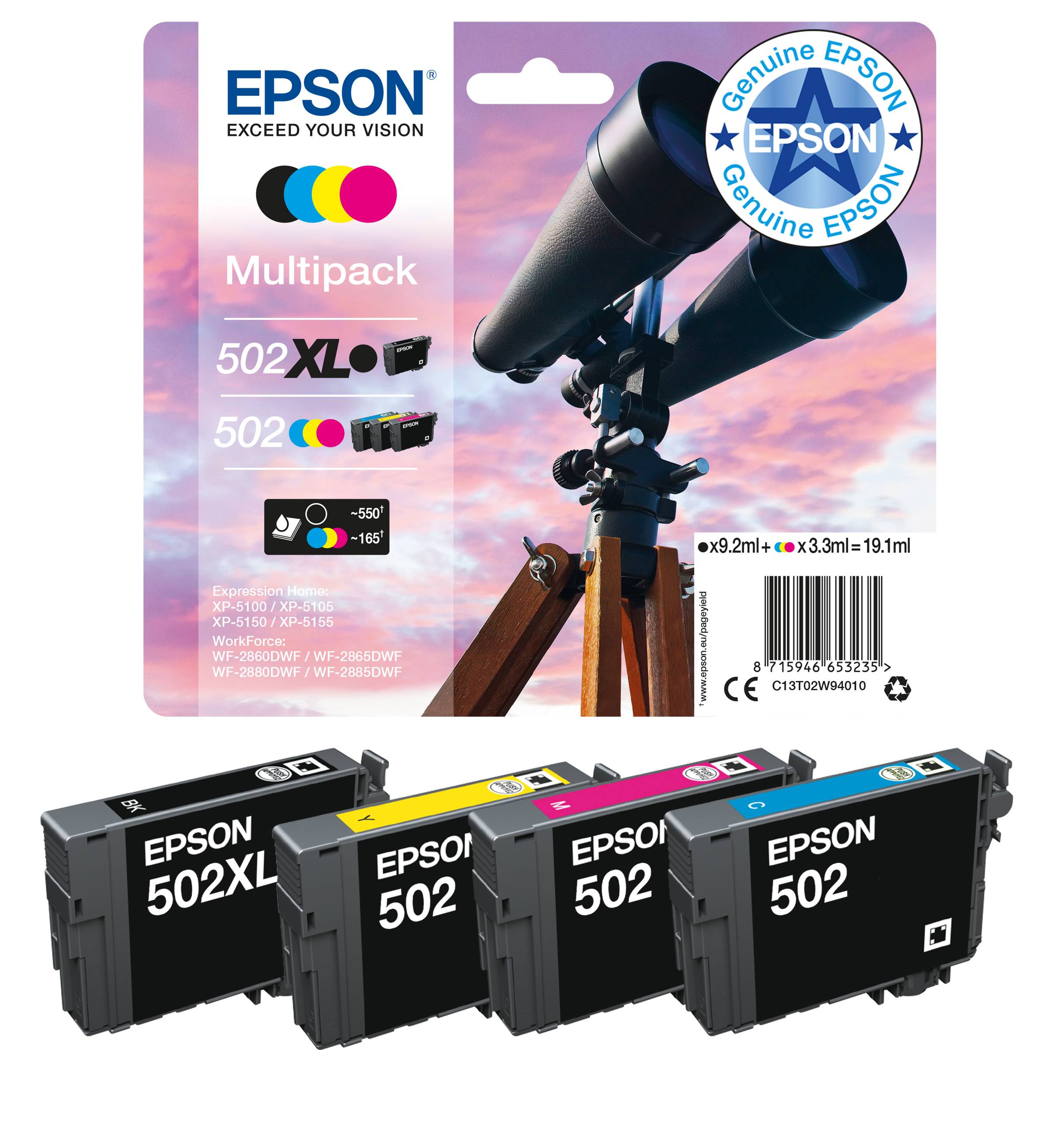 Epson Druckerpatrone 502XL Original Gelb C 13 T 02W44010-2