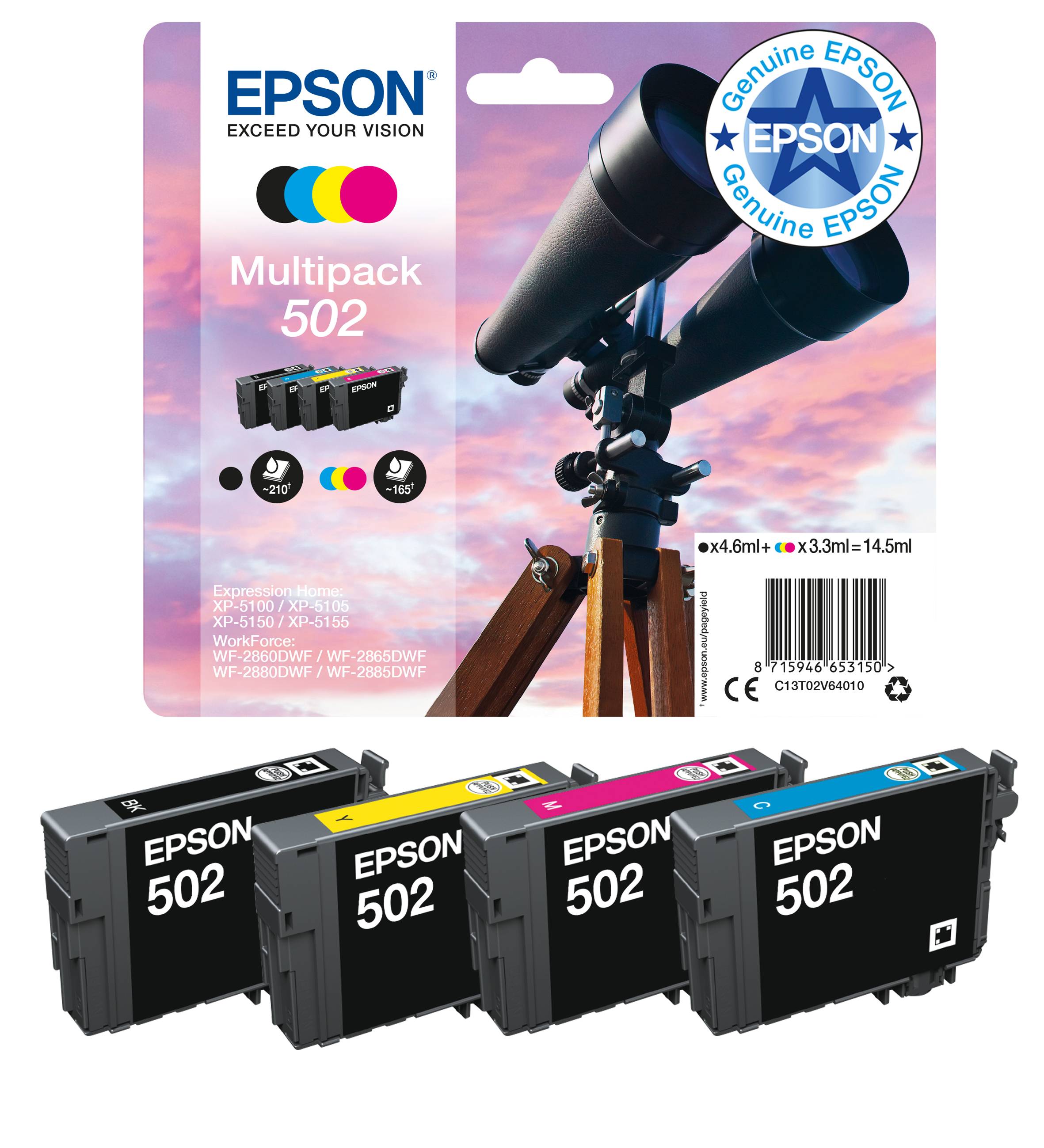 Epson Druckerpatrone 502XL Original Gelb C 13 T 02W44010-3