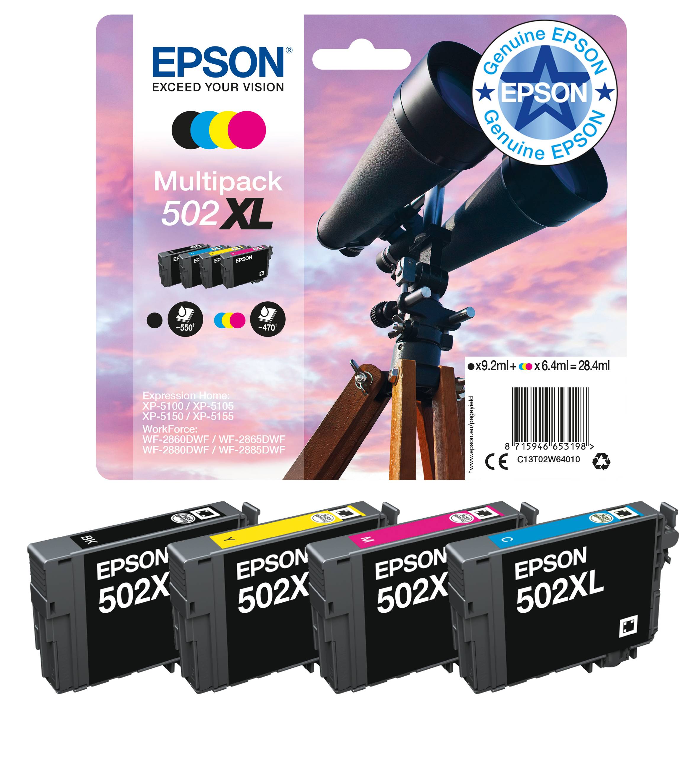 Epson Druckerpatrone 502XL Original Gelb C 13 T 02W44010-4