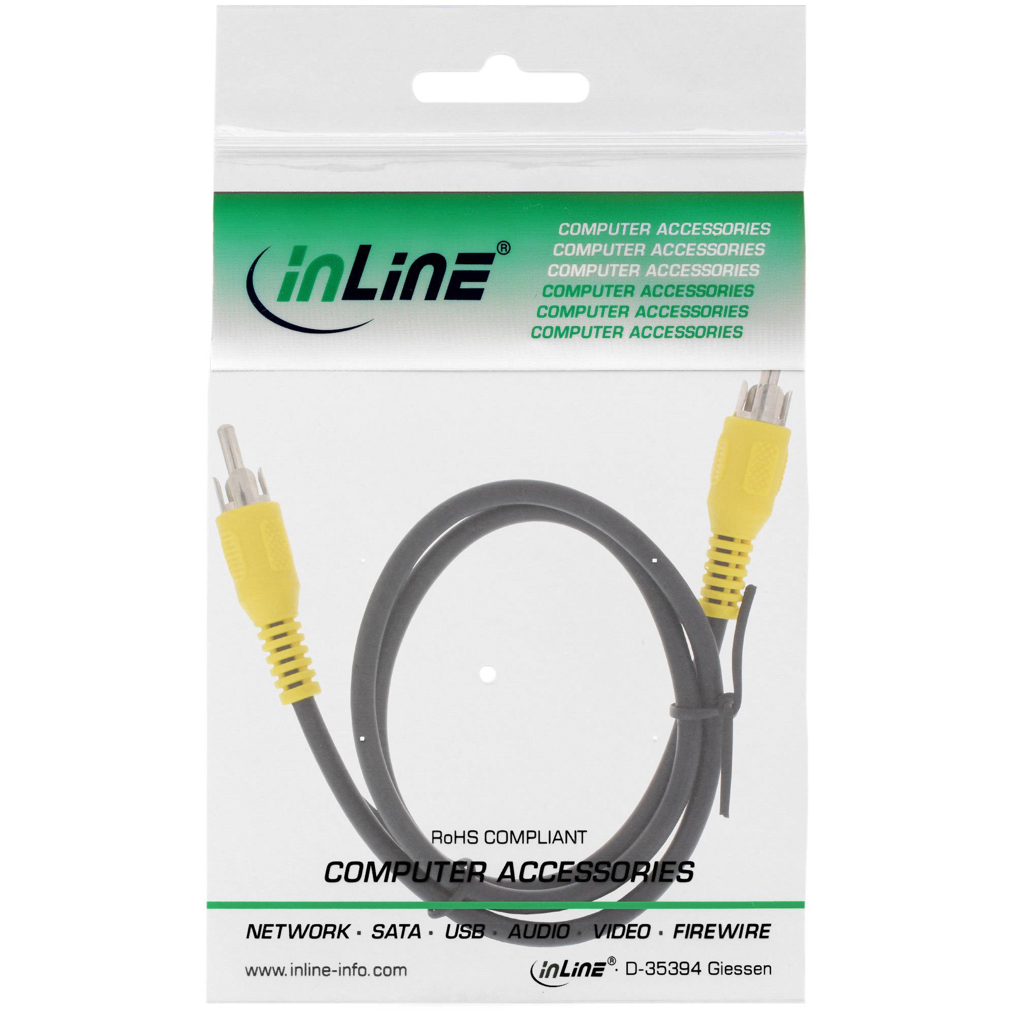 InLine® Cinch Kabel, Video, 1x Cinch Stecker / Stecker, Steckerfarbe gelb, 3m-1