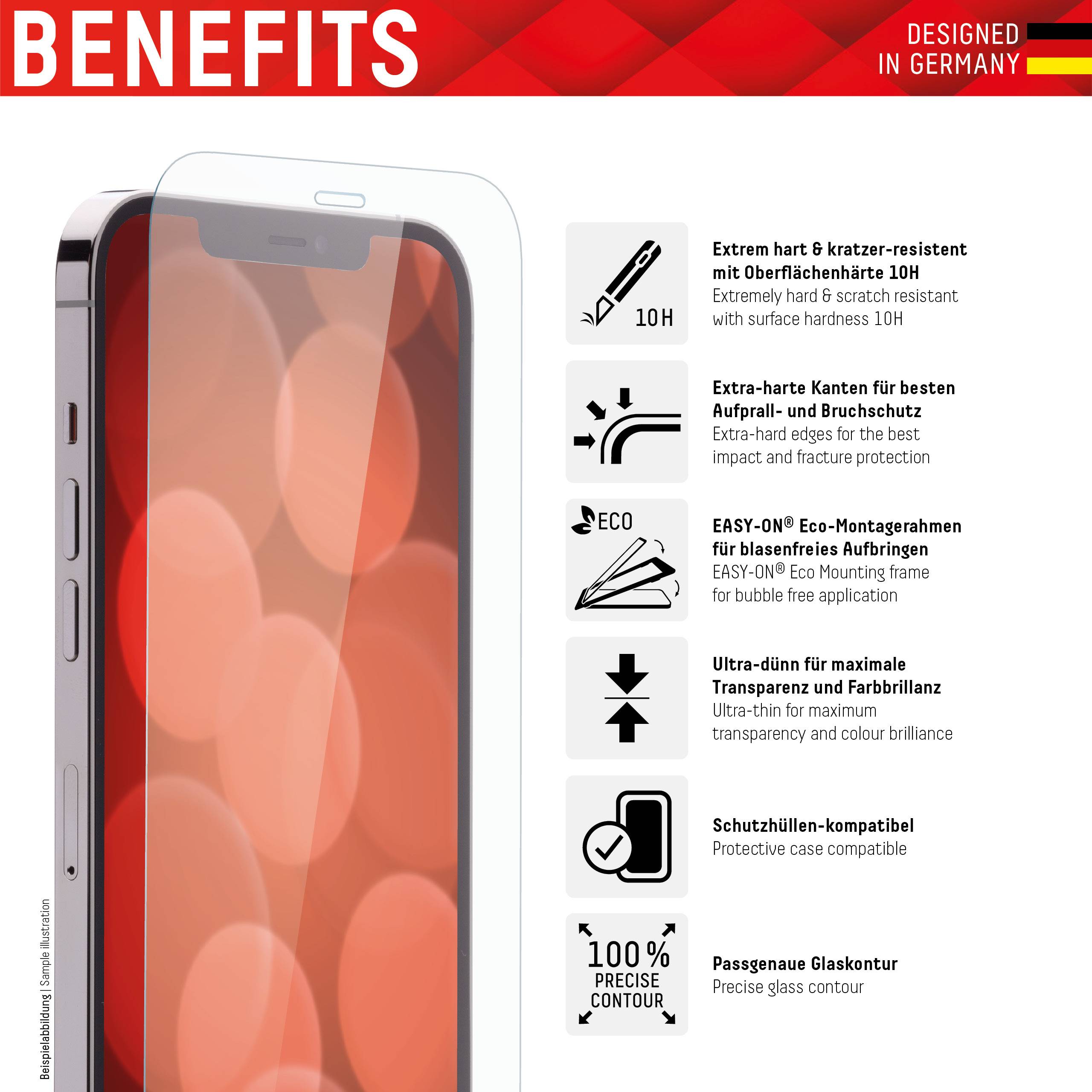 DISPLEX Real Displayschutzglas Apple iPhone 12 mini 1 St. kratzfest 01303-2