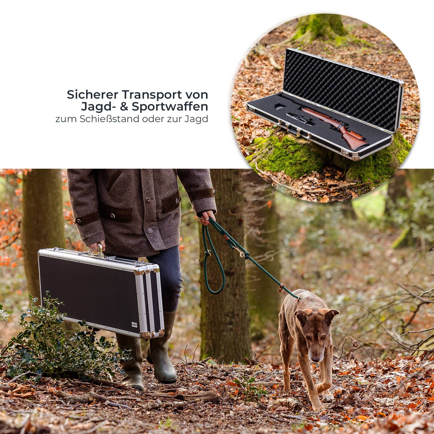 HMF 14405-02 Alu Waffenkoffer für Gewehre mit Rasterschaumstoff, 117 x 36 x 12 cm, Schwarz-1