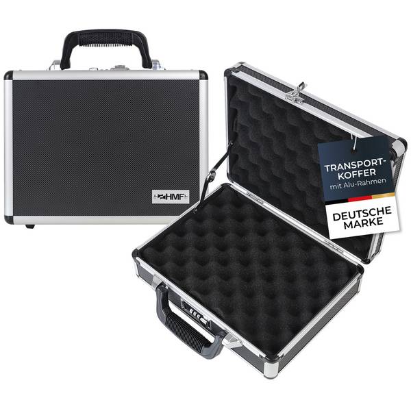 HMF 14401-02 Alu Waffenkoffer für Pistolen mit Zahlenschloss, 31 x 26 x 11 cm, Schwarz
