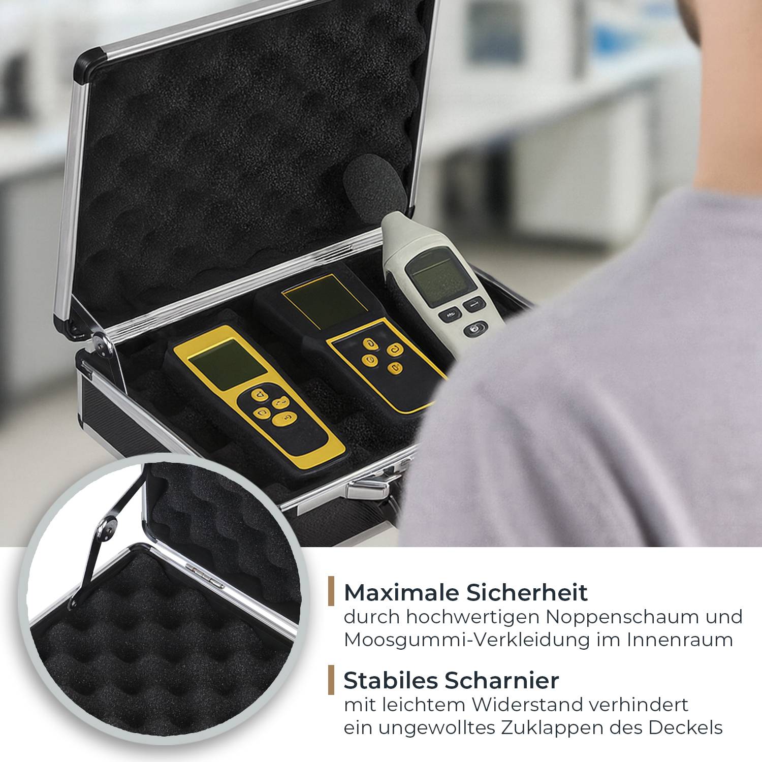 HMF 14401-02 Alu Waffenkoffer für Pistolen mit Zahlenschloss, 31 x 26 x 11 cm, Schwarz-2