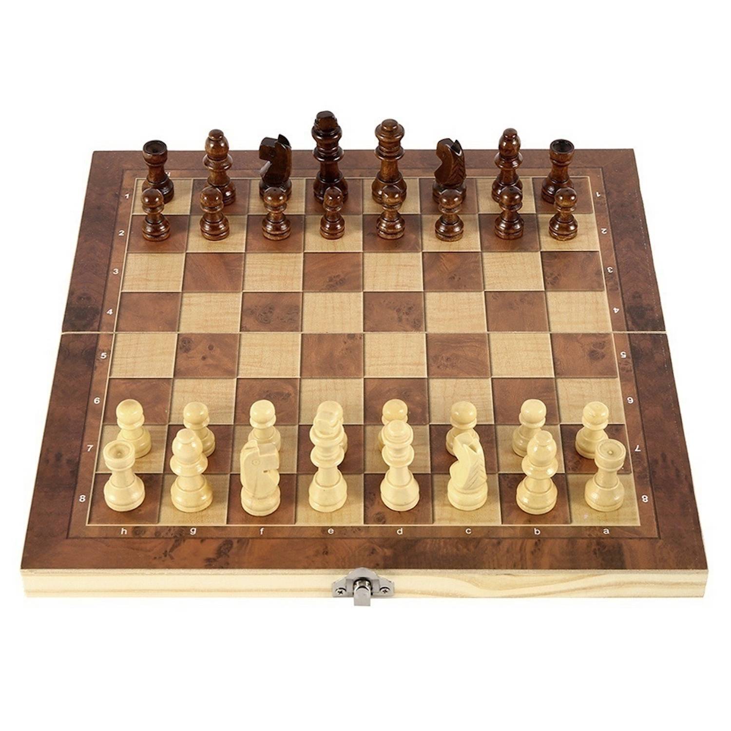 Hochwertiges Holzschachbrett mit Figuren 34x34 cm - Edles Schachspiel-2