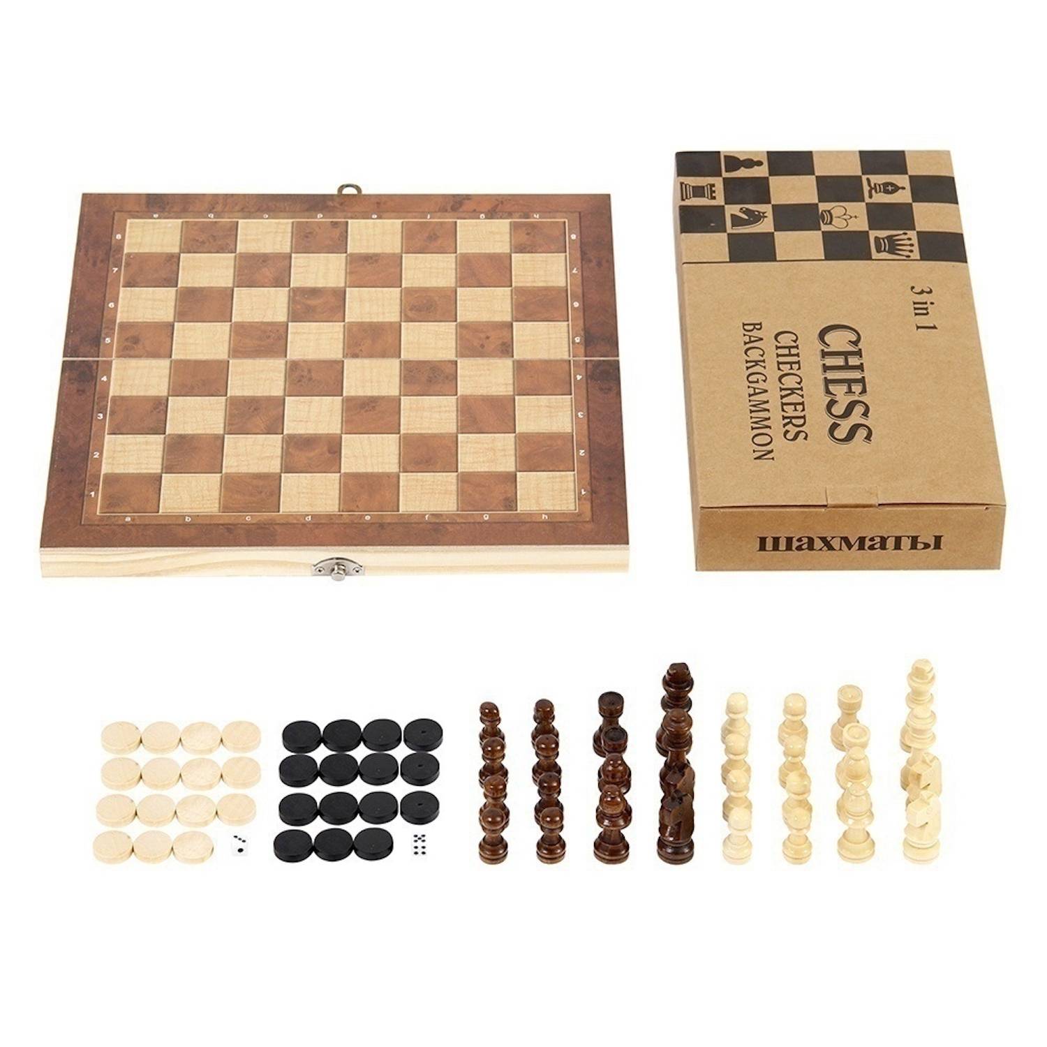 Hochwertiges Holzschachbrett mit Figuren 34x34 cm - Edles Schachspiel-3