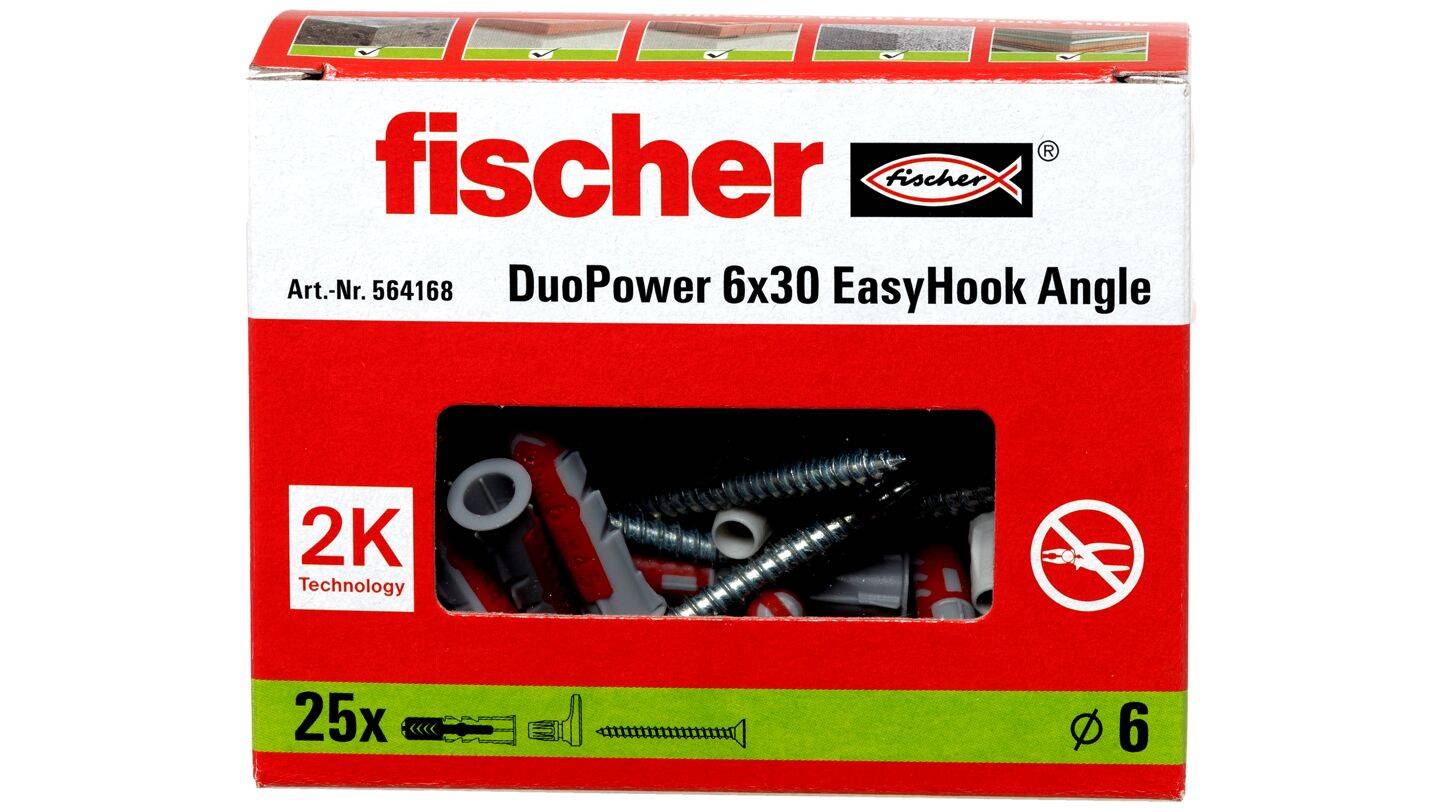 Fischer 564168, Schraubhaken & Dübelsatz, Autoklaven-Porenbeton, Mauerziegel, Beton, Gipsfaserplatten, Gipskarton, Kunst-1