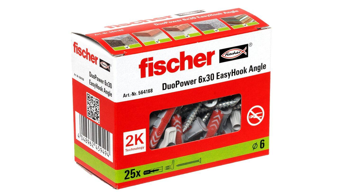 Fischer 564168, Schraubhaken & Dübelsatz, Autoklaven-Porenbeton, Mauerziegel, Beton, Gipsfaserplatten, Gipskarton, Kunst-2