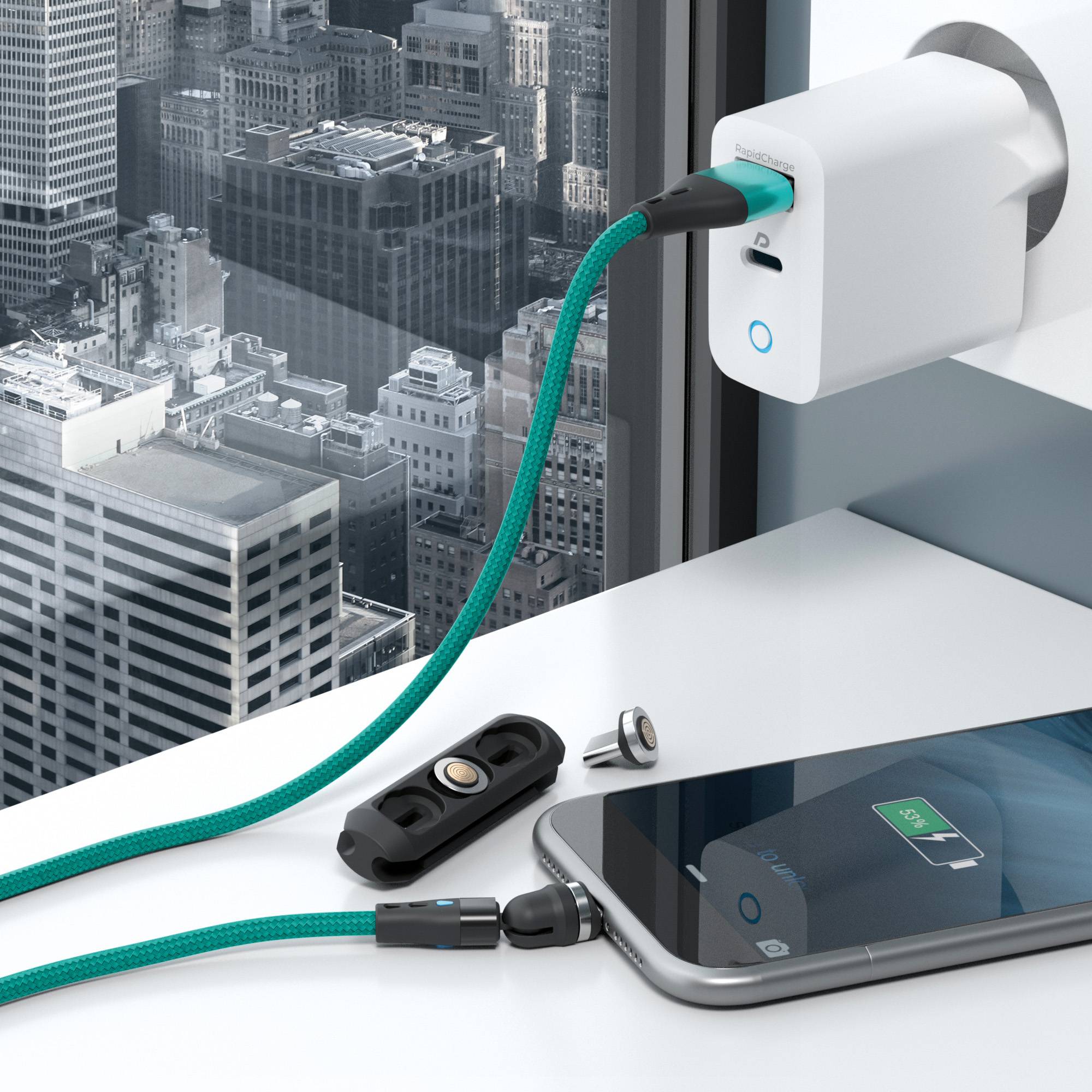 RealPower MagneticCharge3, 2 m, USB A, Grün-3