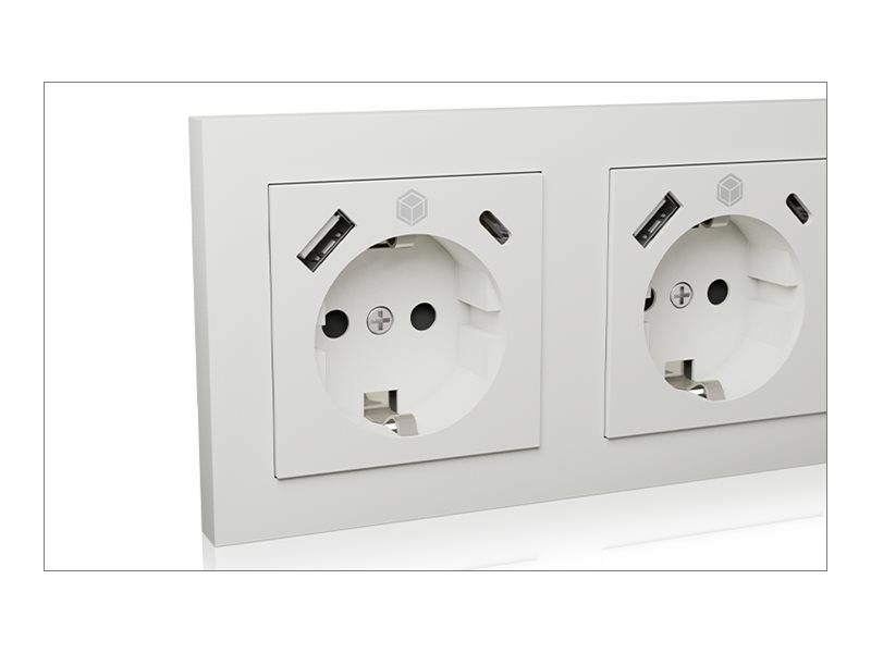 ICY BOX IB-MPS4200W-PD - Steckdose - 2P+E - Typ F, USB, USB Typ-C - mit Verschluss - 1 Steckdose, 1-3