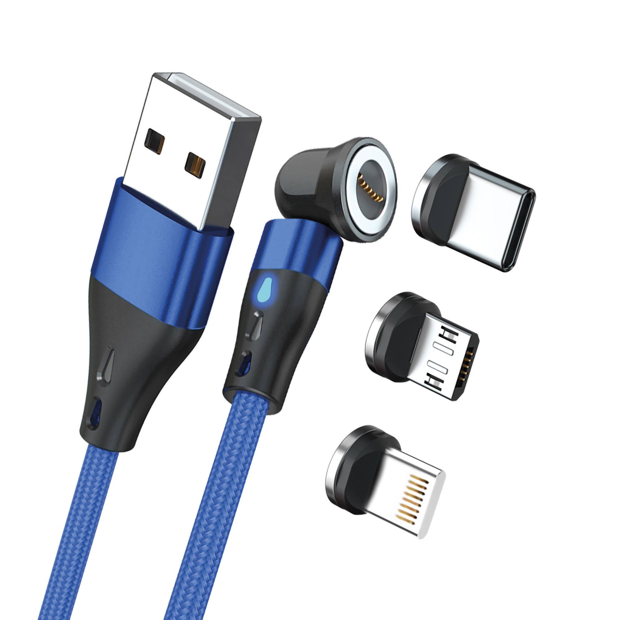 RealPower Magnetic cable 3 Amp blau mit Adaptern - Kabel - Digital/Daten-0