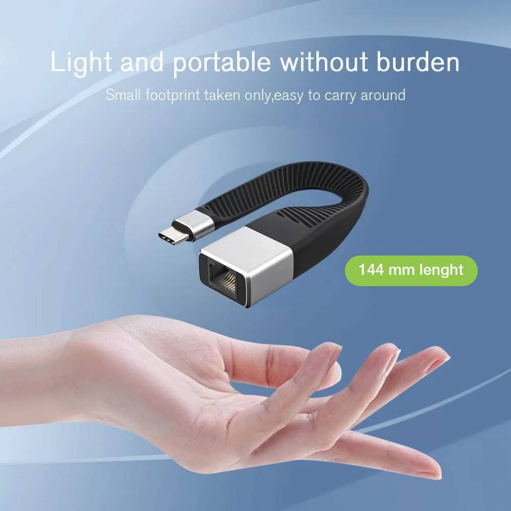Techly USB-C Stecker auf RJ45-Buchse kurz flaches FPC Kabel - 0,144 m - Ethernet-3