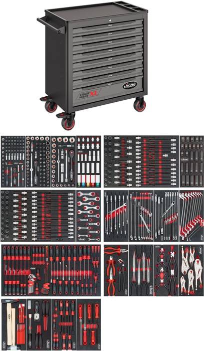 Werkstattwagen, V5434, H1000xB907xT481mm, inkl.499-tlg.Sort. 8 Schubladen-0
