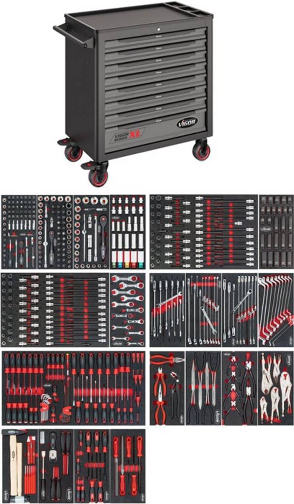 Werkstattwagen, V5434, H1000xB907xT481mm, inkl.499-tlg.Sort. 8 Schubladen