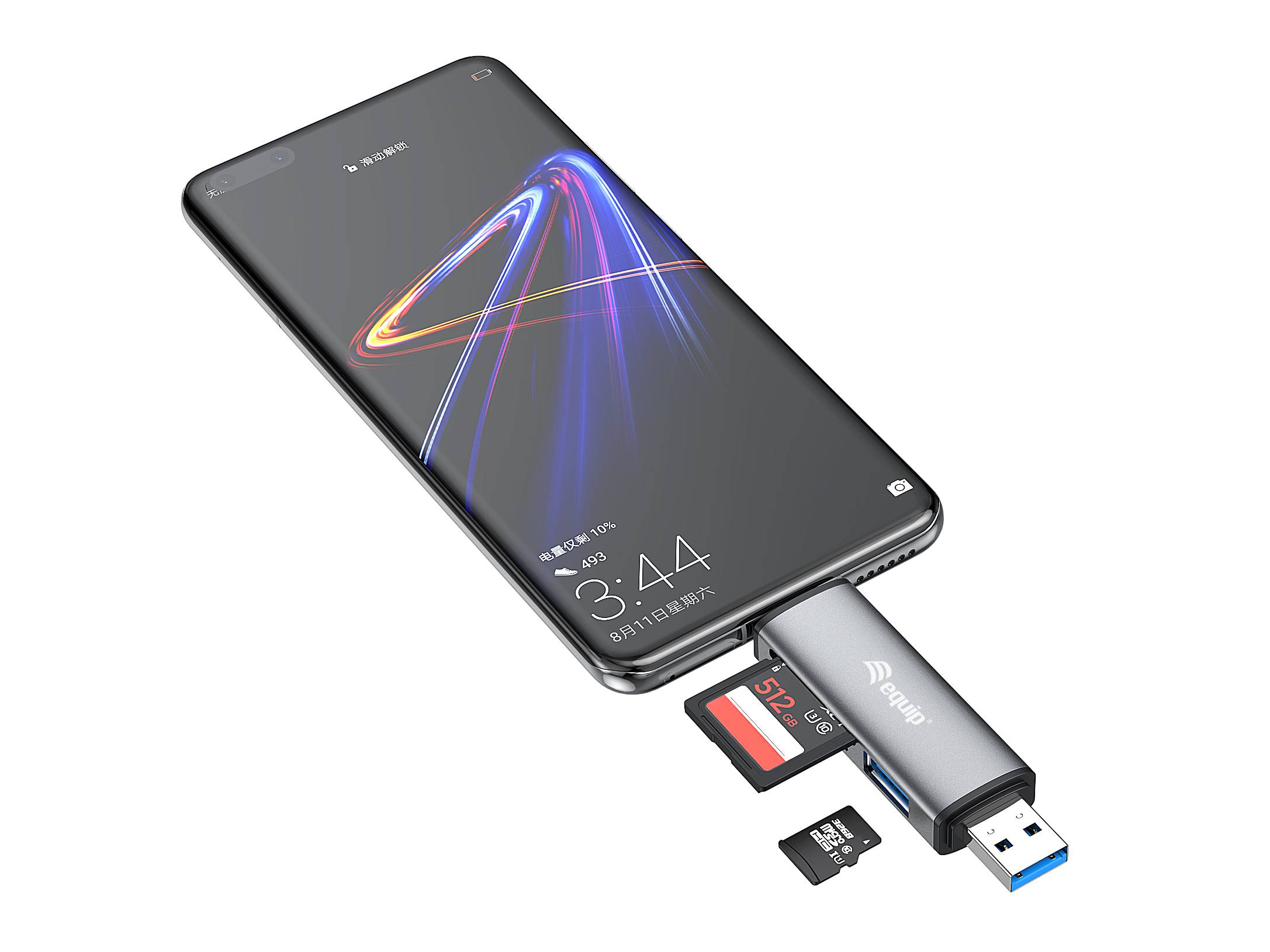 Equip Kartenleser mit Usb 3.0-Hub - Otg - MicroSD TransFlash - MicroSDHC - SD - SDHC - Card-Reader - High Capacity SD (M-4
